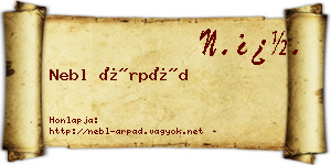 Nebl Árpád névjegykártya